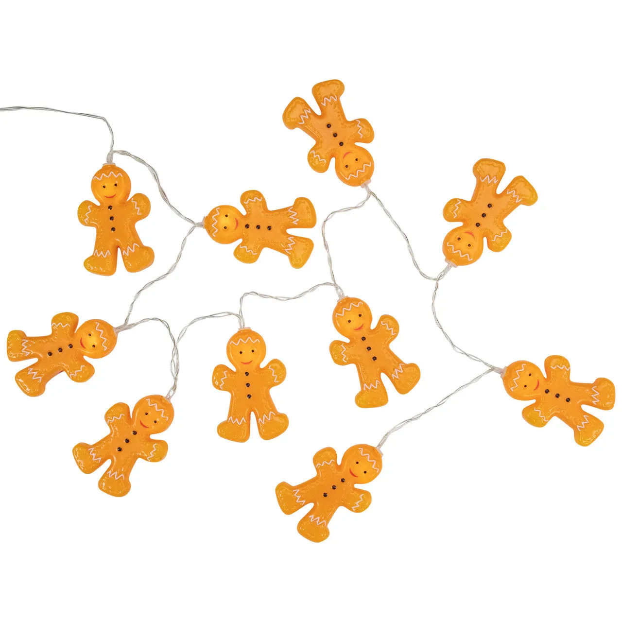 10-Count LED Orange Gingerbread Men Christmas Fairy Lights, 4ft, Copper Wire