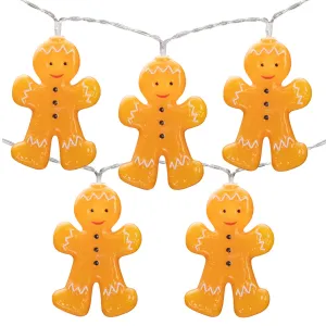 10-Count LED Orange Gingerbread Men Christmas Fairy Lights, 4ft, Copper Wire