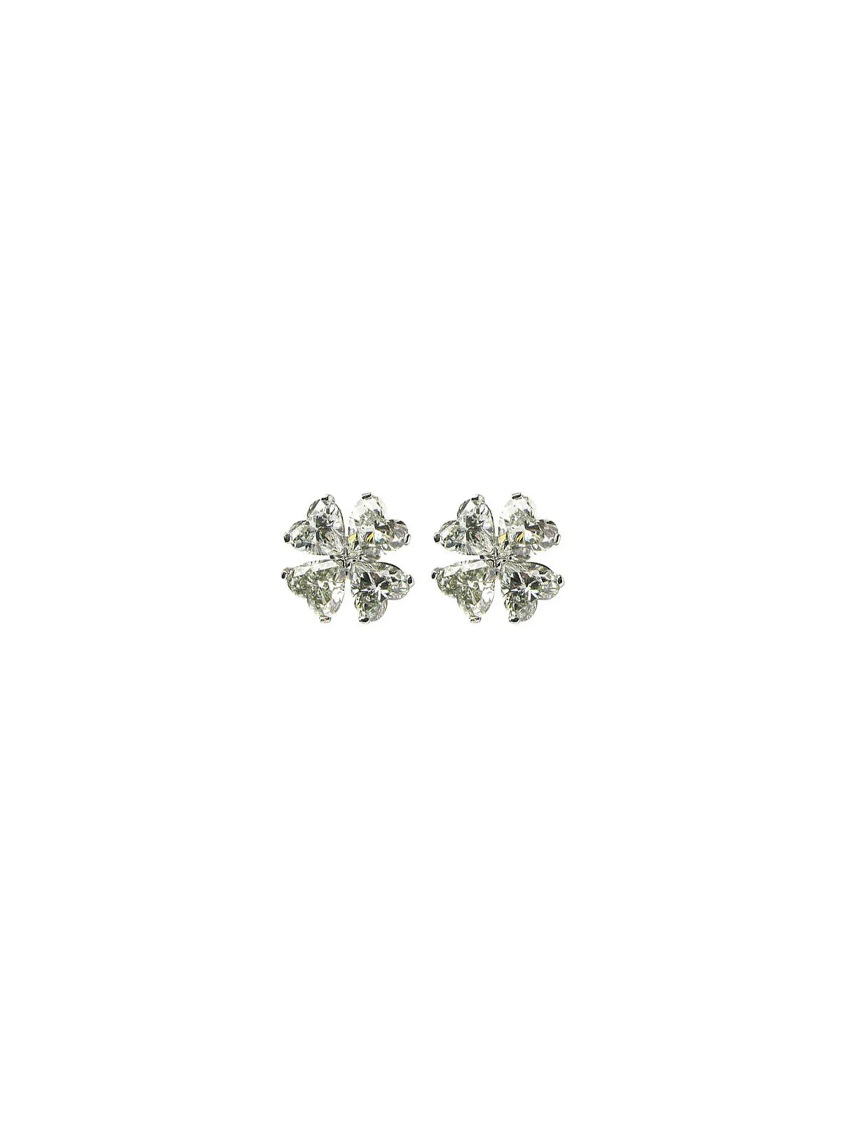 1.20ct Diamond 18K Gold Heart Cut Clover Stud Earrings