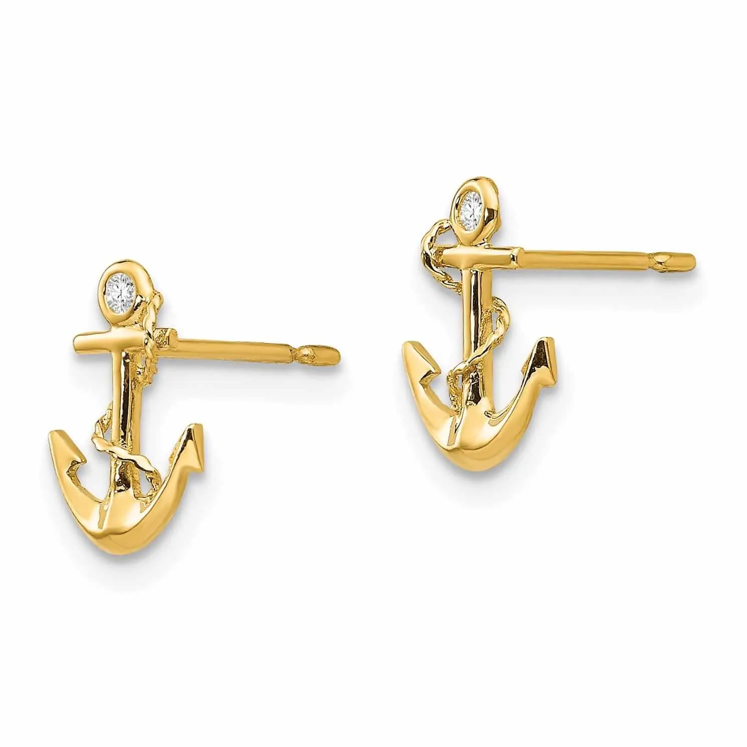 14k Madi K CZ Childrens Anchor Post Earrings