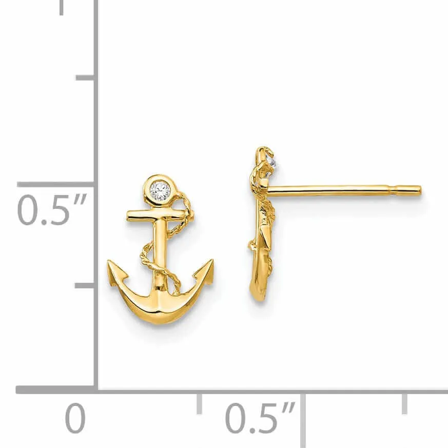 14k Madi K CZ Childrens Anchor Post Earrings