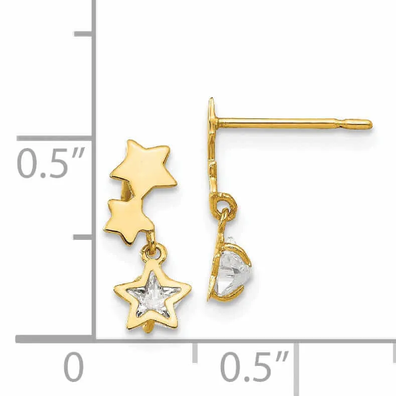 14k Madi K Star C.Z Dangle Post Earrings