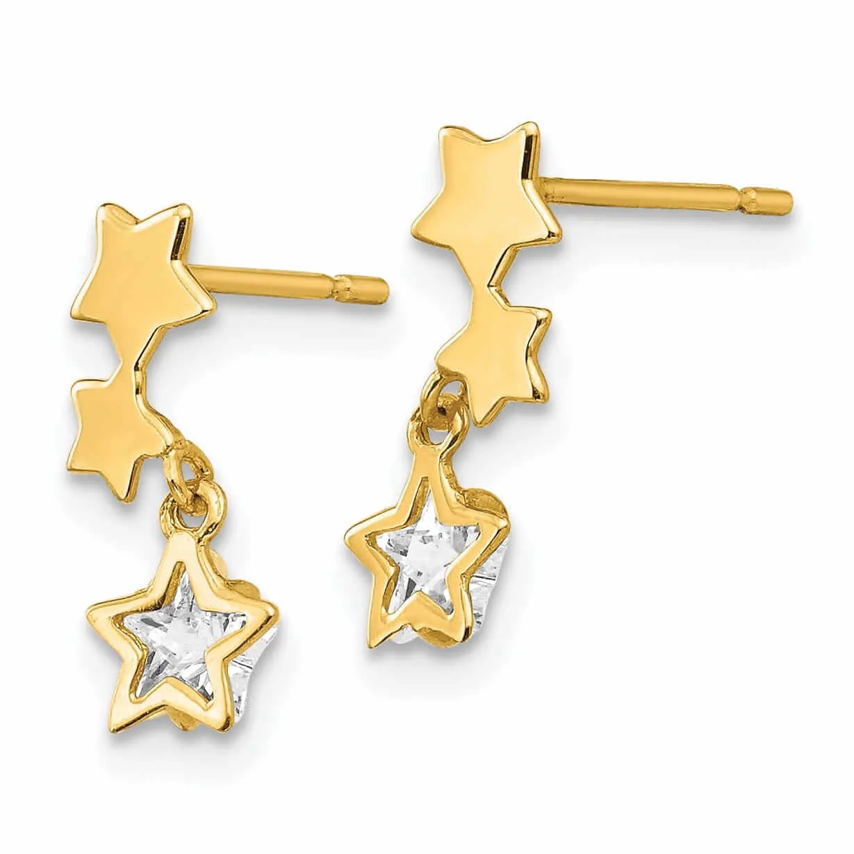 14k Madi K Star C.Z Dangle Post Earrings