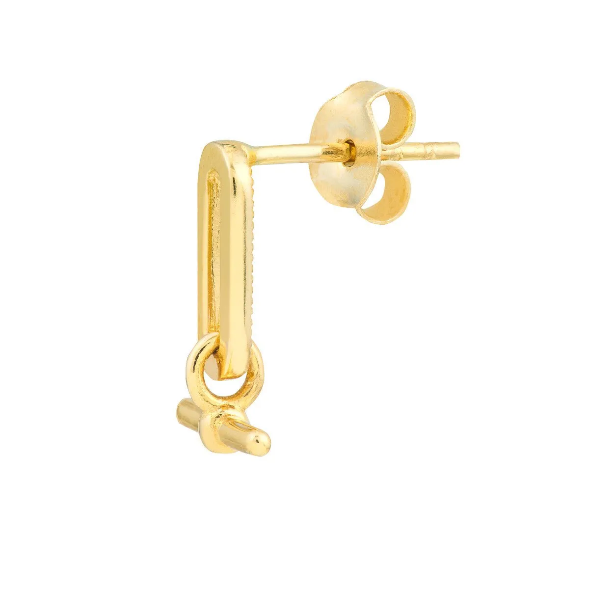 14K Yellow Gold Paper Clip and Bar Fashion Earrings