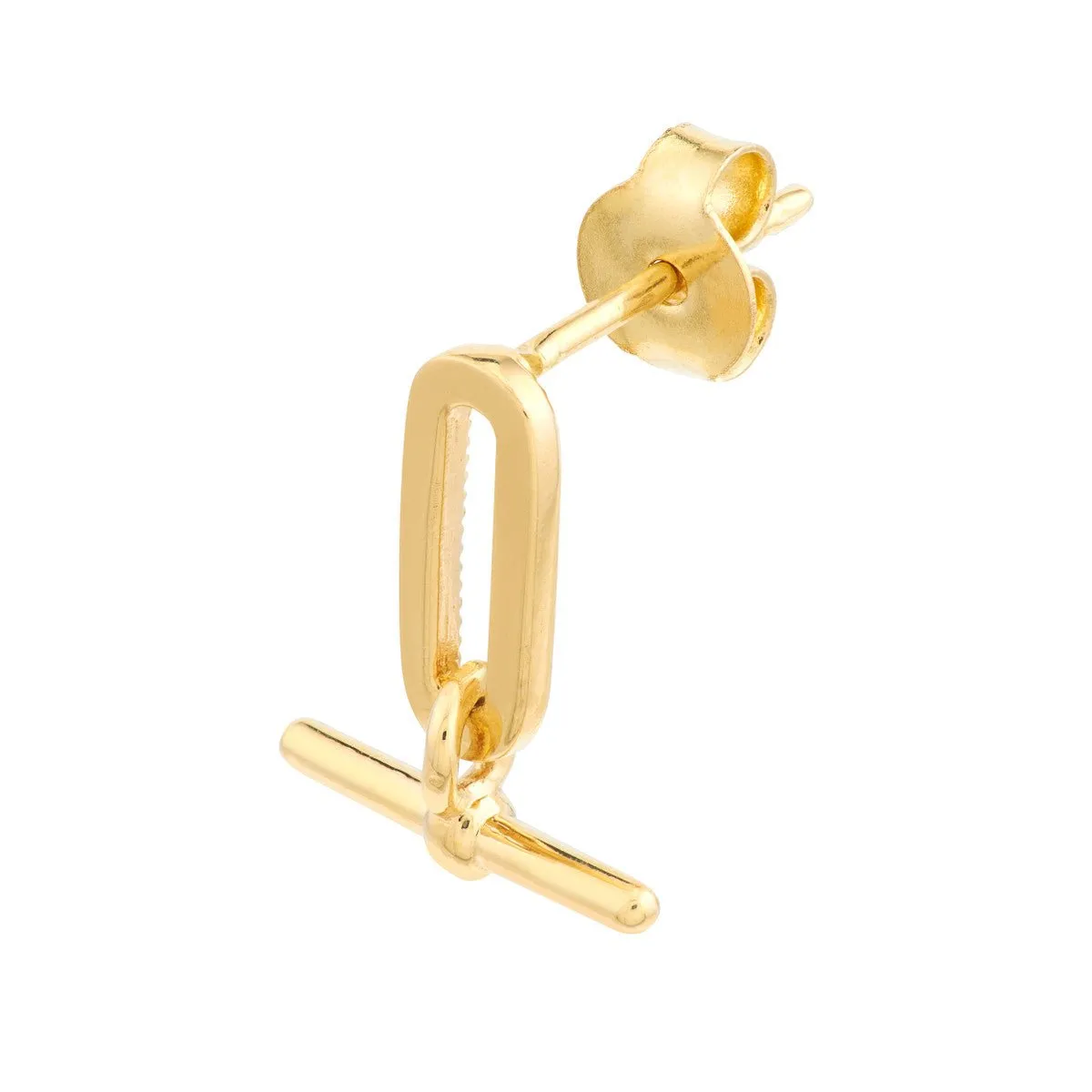 14K Yellow Gold Paper Clip and Bar Fashion Earrings