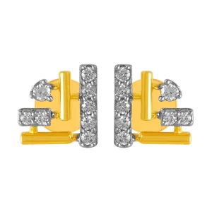 14KT (585) Yellow Gold & Diamond Graceful beautiful Stud Earrings