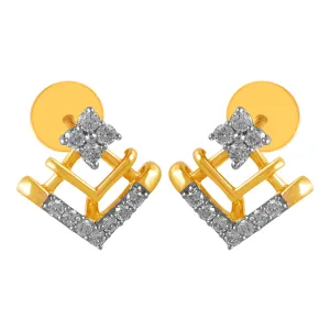 14KT (585) Yellow Gold & Diamond Graceful Stud Earrings