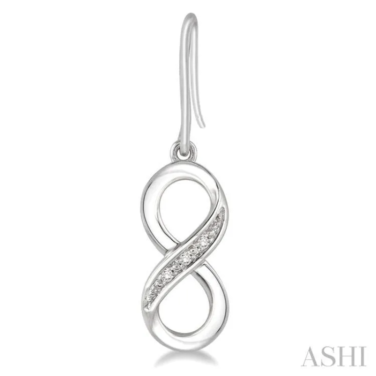 1/50 Ctw Round Cut Diamond Infinity Earrings in Sterling Silver