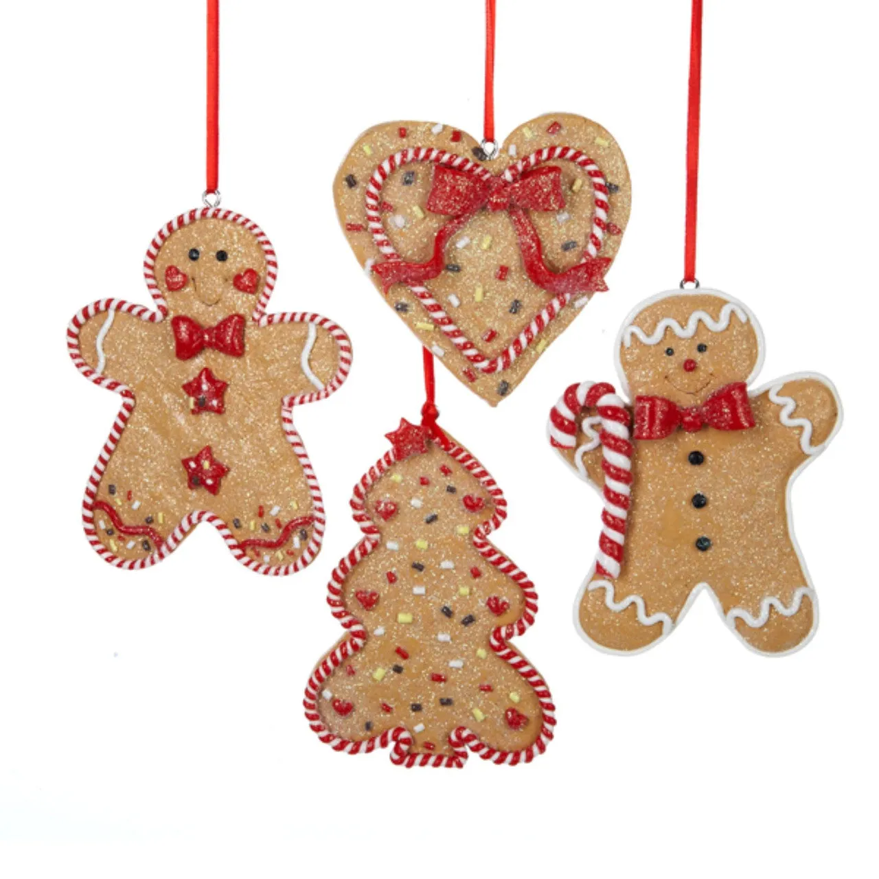 24 Gingerbread Kisses Claydough Men, Tree and Heart Christmas Ornaments 3.4"