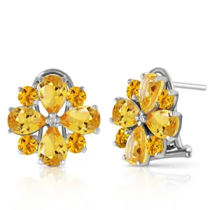 4.85 Carat 14K Solid White Gold Love Accents Citrine Earrings