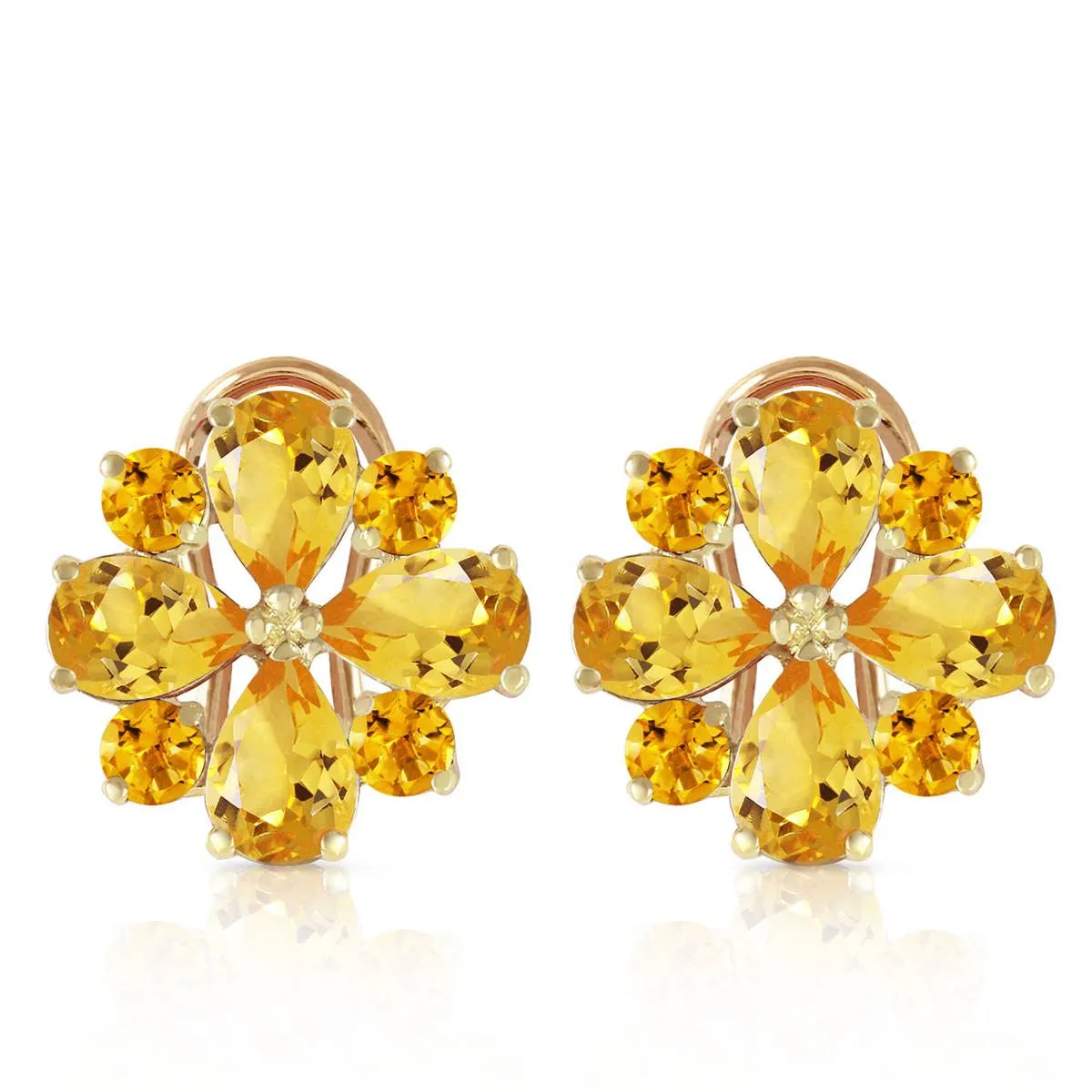 4.85 Carat 14K Solid Yellow Gold Fiore Citrine Earrings