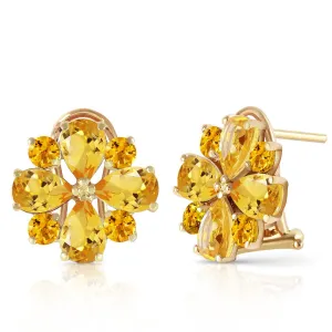 4.85 Carat 14K Solid Yellow Gold Fiore Citrine Earrings