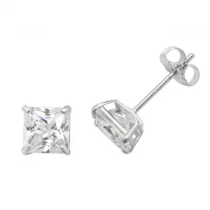 9ct White Gold Square Zirconia Stud Earrings ES469W