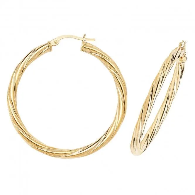 9ct Yellow Gold 60mm Hoop Earrings ER357