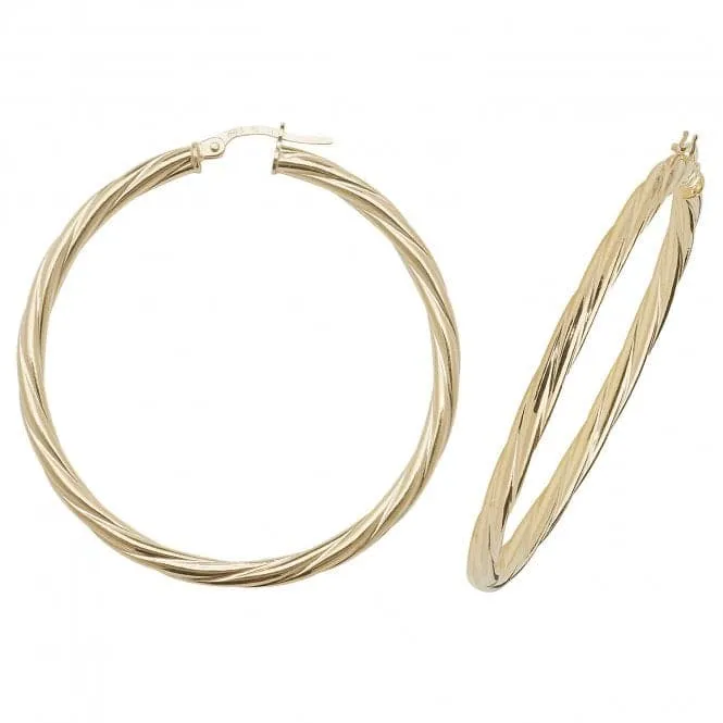 9ct Yellow Gold 60mm Hoop Earrings ER357