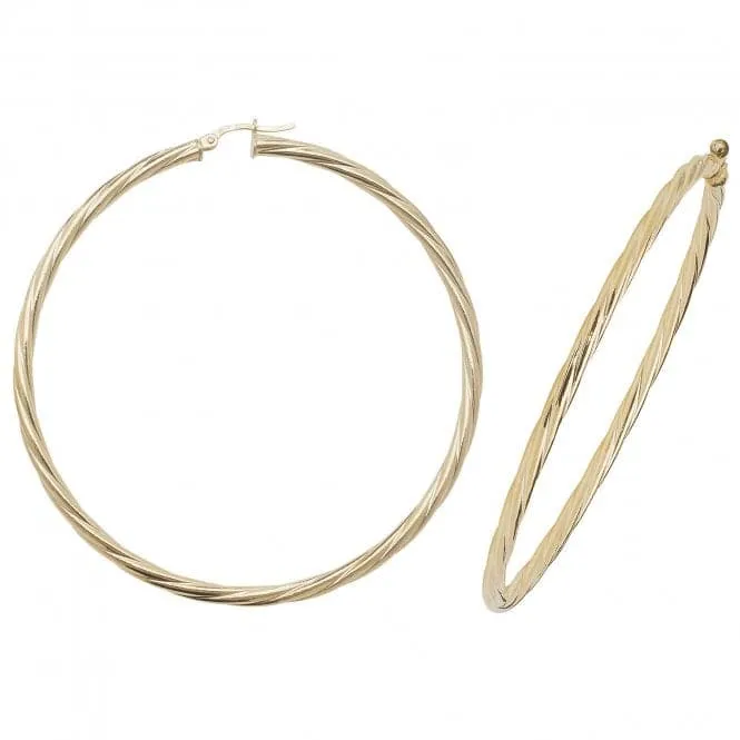 9ct Yellow Gold 60mm Hoop Earrings ER357