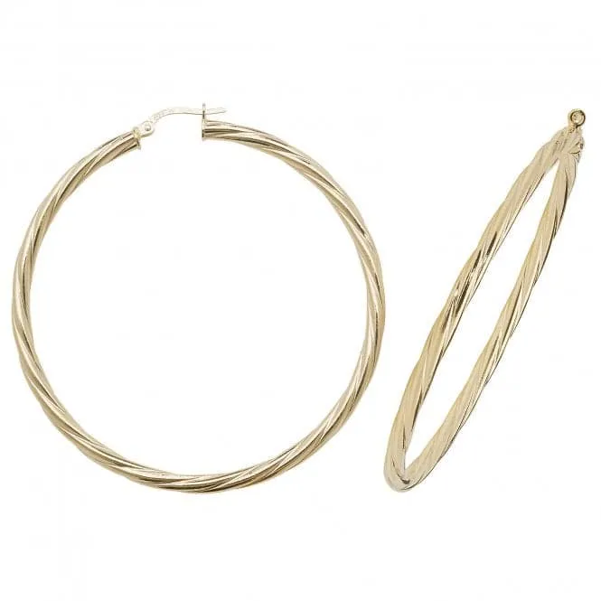 9ct Yellow Gold 60mm Hoop Earrings ER357