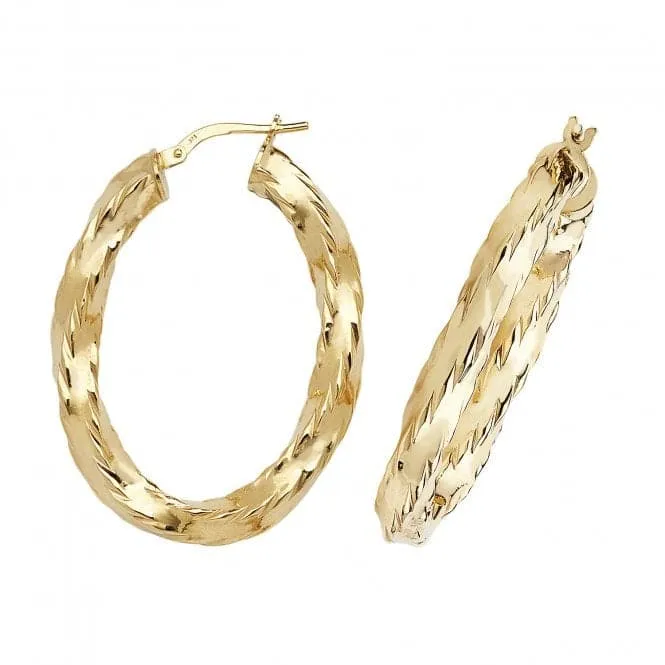 9ct Yellow Gold Oval Hoop Earrings ER145