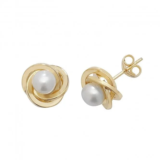 9ct Yellow Gold Pearl Orbital Stud Earrings ES370