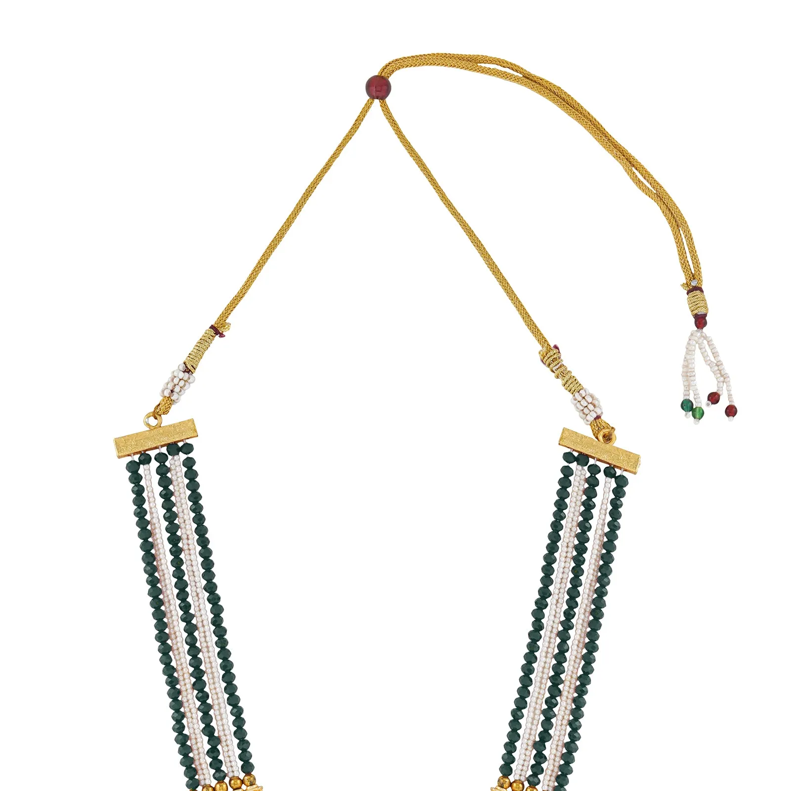 Aadhavi green beaded festive necklace set