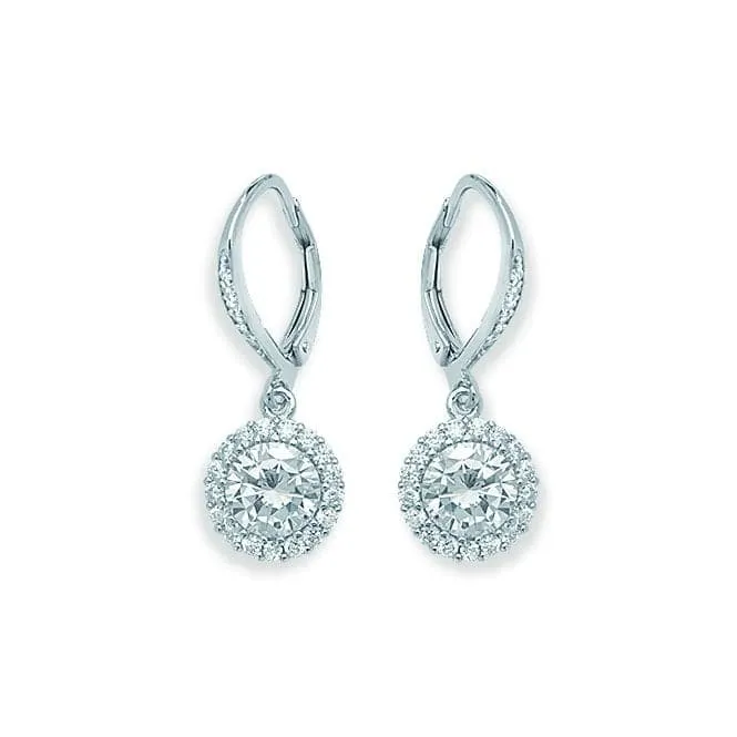 Acotis Silver Earrings Leverback Zirconia G51084