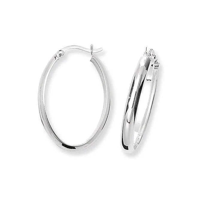 Acotis Silver Hoop Earrings Oval G5567