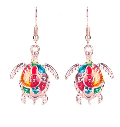 Artsy Sea Turtle Enamel Earrings for Woman