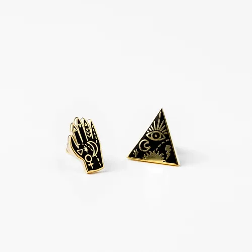 Asymmetrical Cloisonné Stud Earrings - Mystic Powers