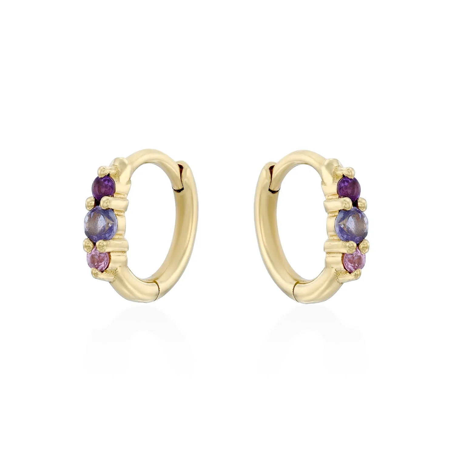 Audrey Mini Hoop Earring with purple stones