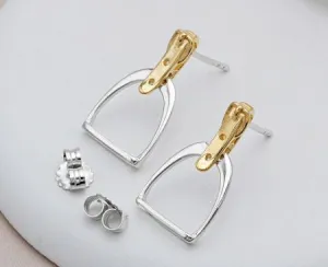 AWST Int'l Two-Tone English Stirrup Earrings