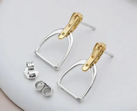 AWST Int'l Two-Tone English Stirrup Earrings