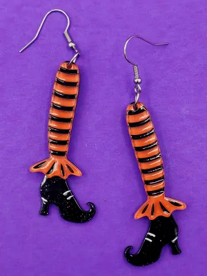 Bewitching Booties Dangle Earrings in Orange by Lipstick & Chrome