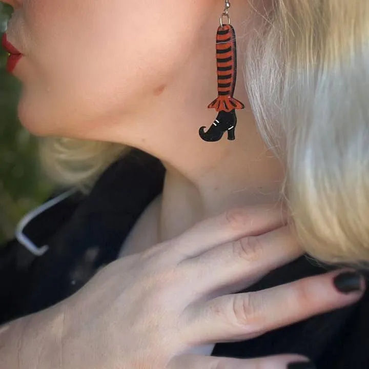 Bewitching Booties Dangle Earrings in Orange by Lipstick & Chrome