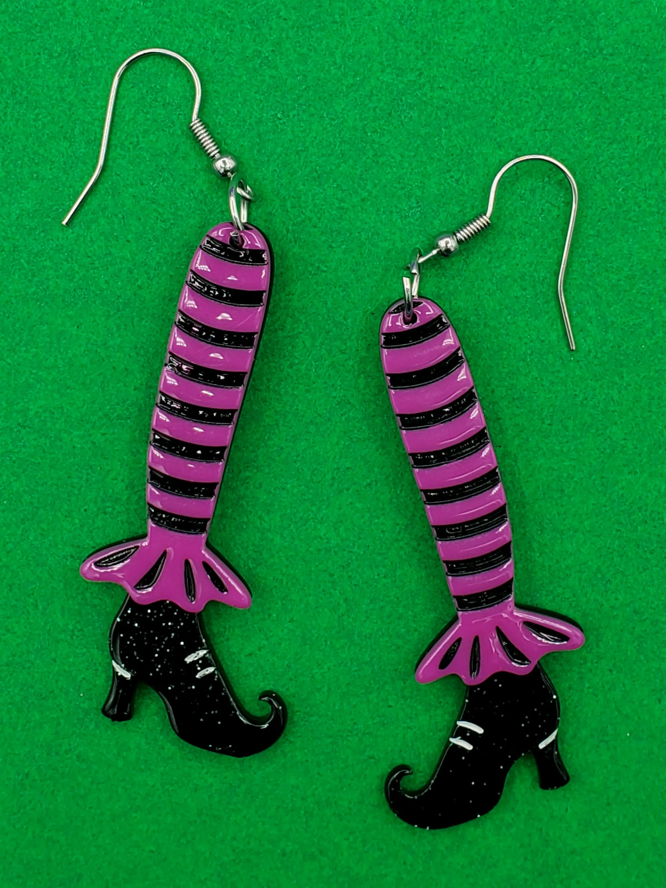 Bewitching Booties Dangle Earrings in Purple by Lipstick & Chrome