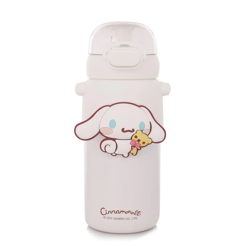 Big Ear Dog Design Stainless Steel Insulated Water Bottle (460ml) | White