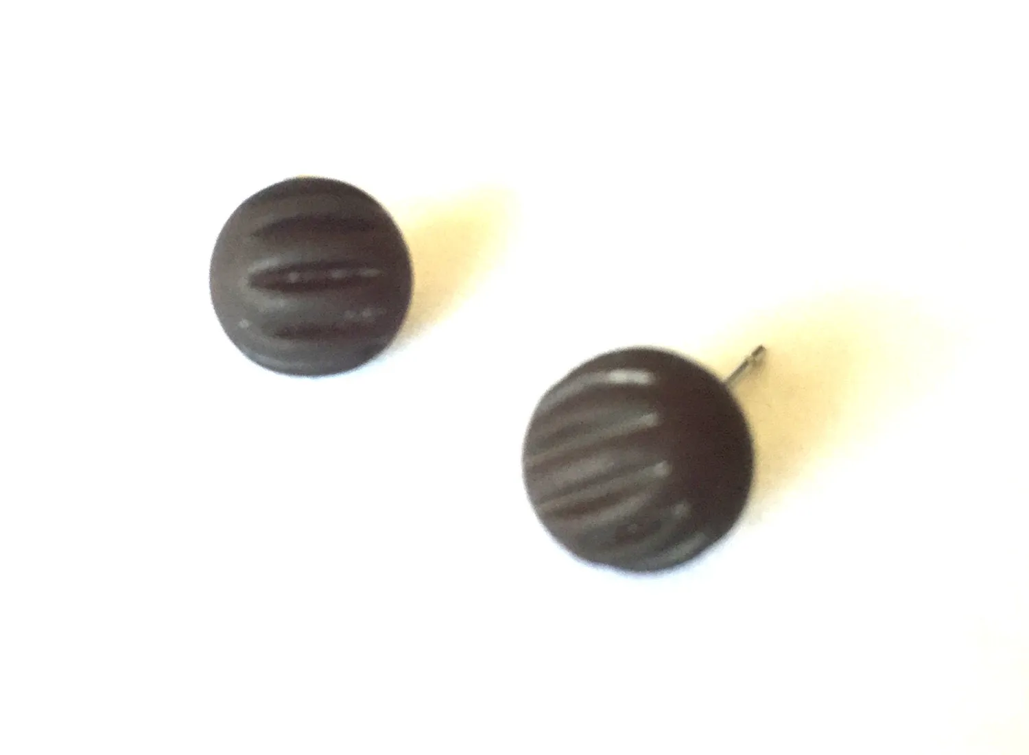 Black Matte Corrugated Jet Black Ball Stud Earrings