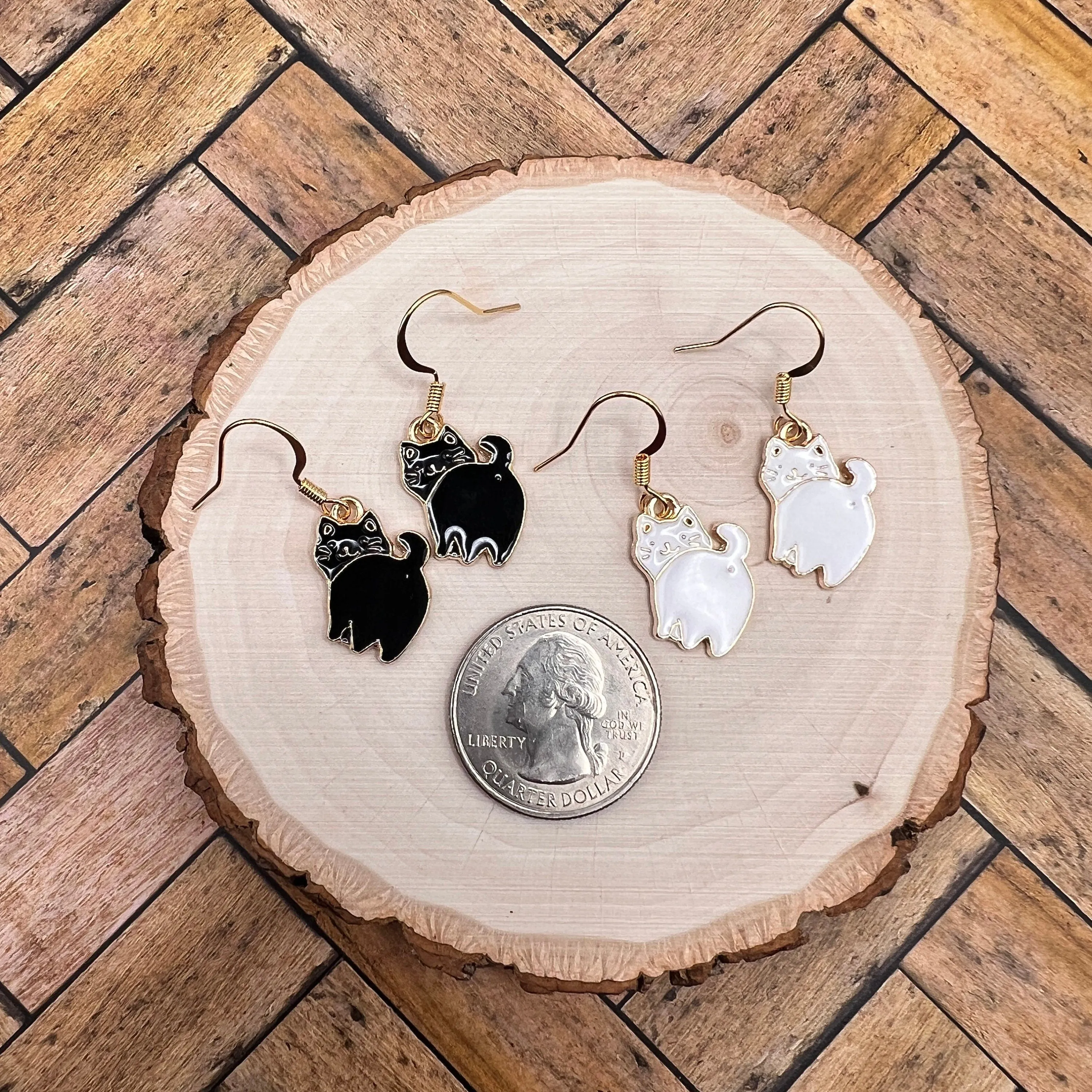 Black or White Kitty Cat Butts  Earrings - Clearance