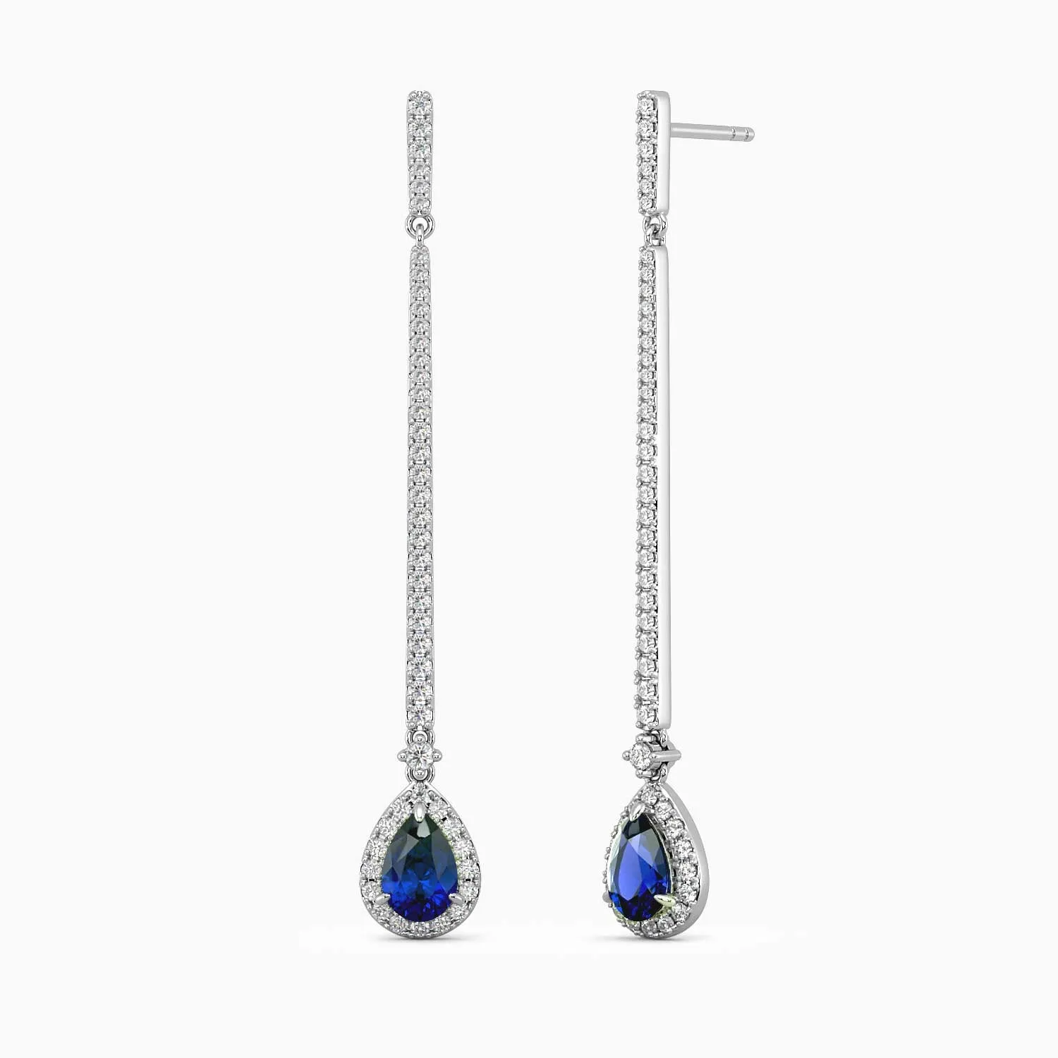 Blue Sapphire Dangle Earrings in Silver - Irosk®