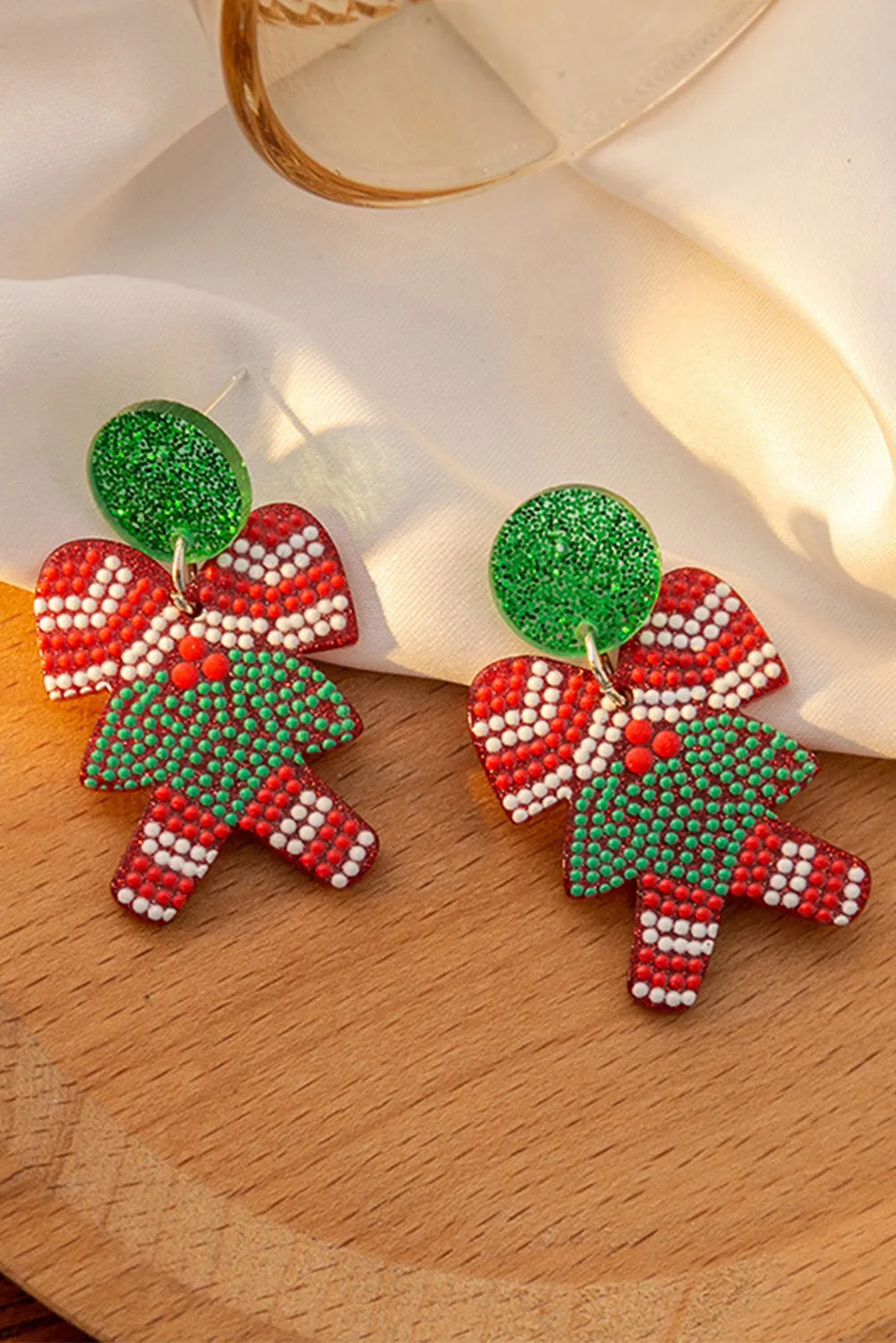 Bright Green Christmas Santa Claus Acrylic Earrings