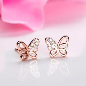 Butterfly Blush Rose Gold-Plated 925 Sterling Silver Earrings