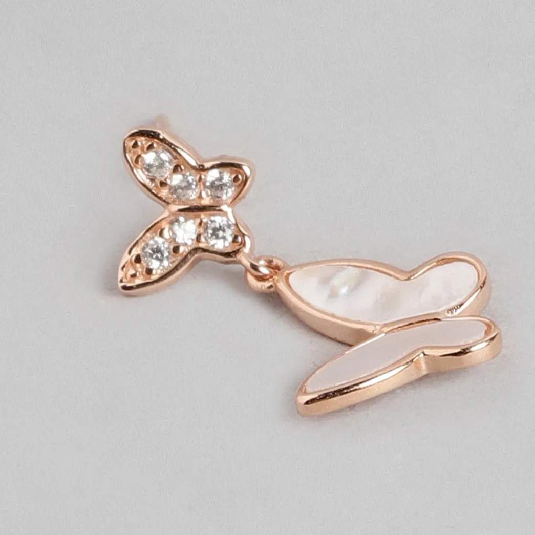 Butterfly Whispers Rose Gold Plated Sterling Silver Butterfly Stud Earrings