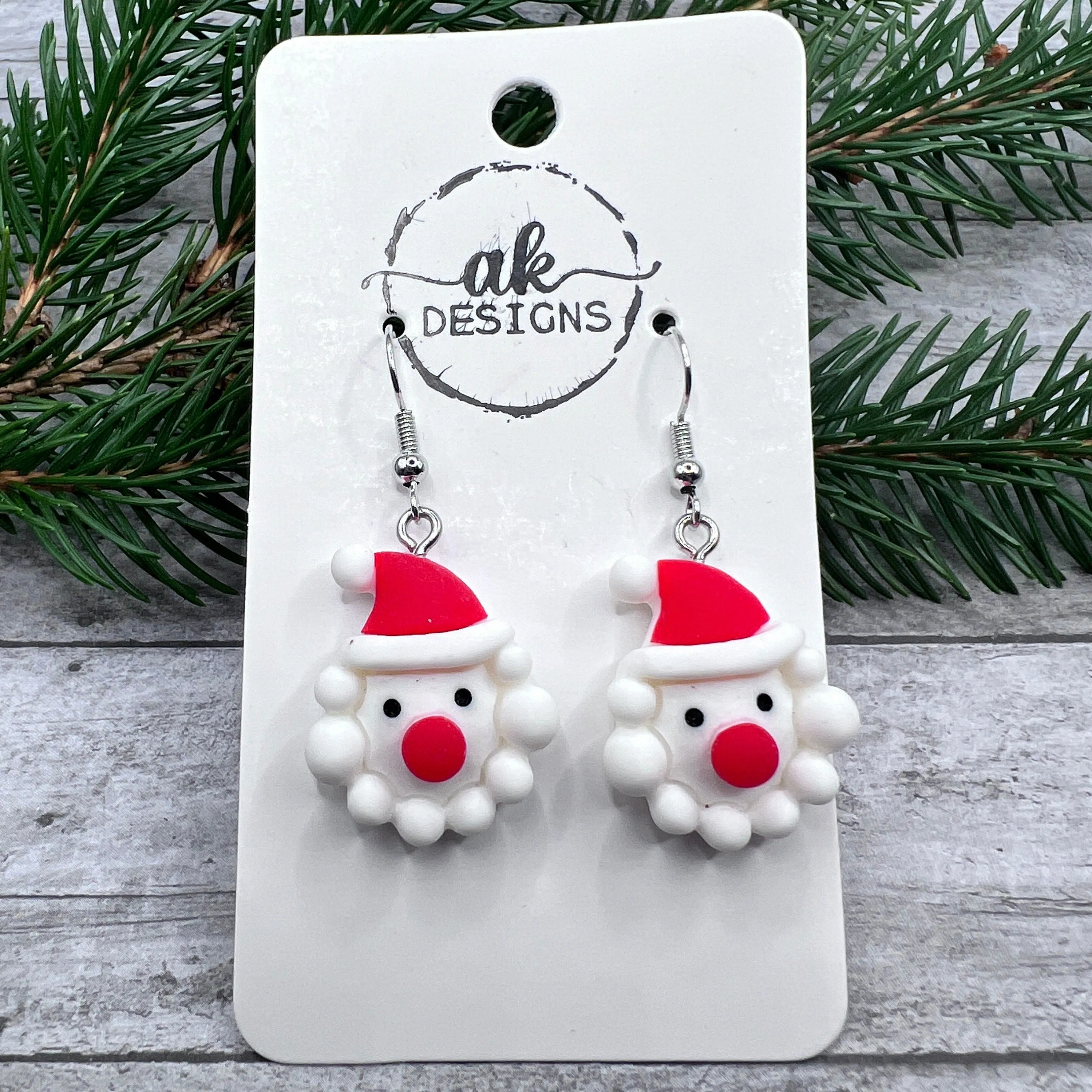 Christmas Santa Kawaii Hat Scarf Resin Hypoallergenic  Christmas Winter Earrings - Clearance