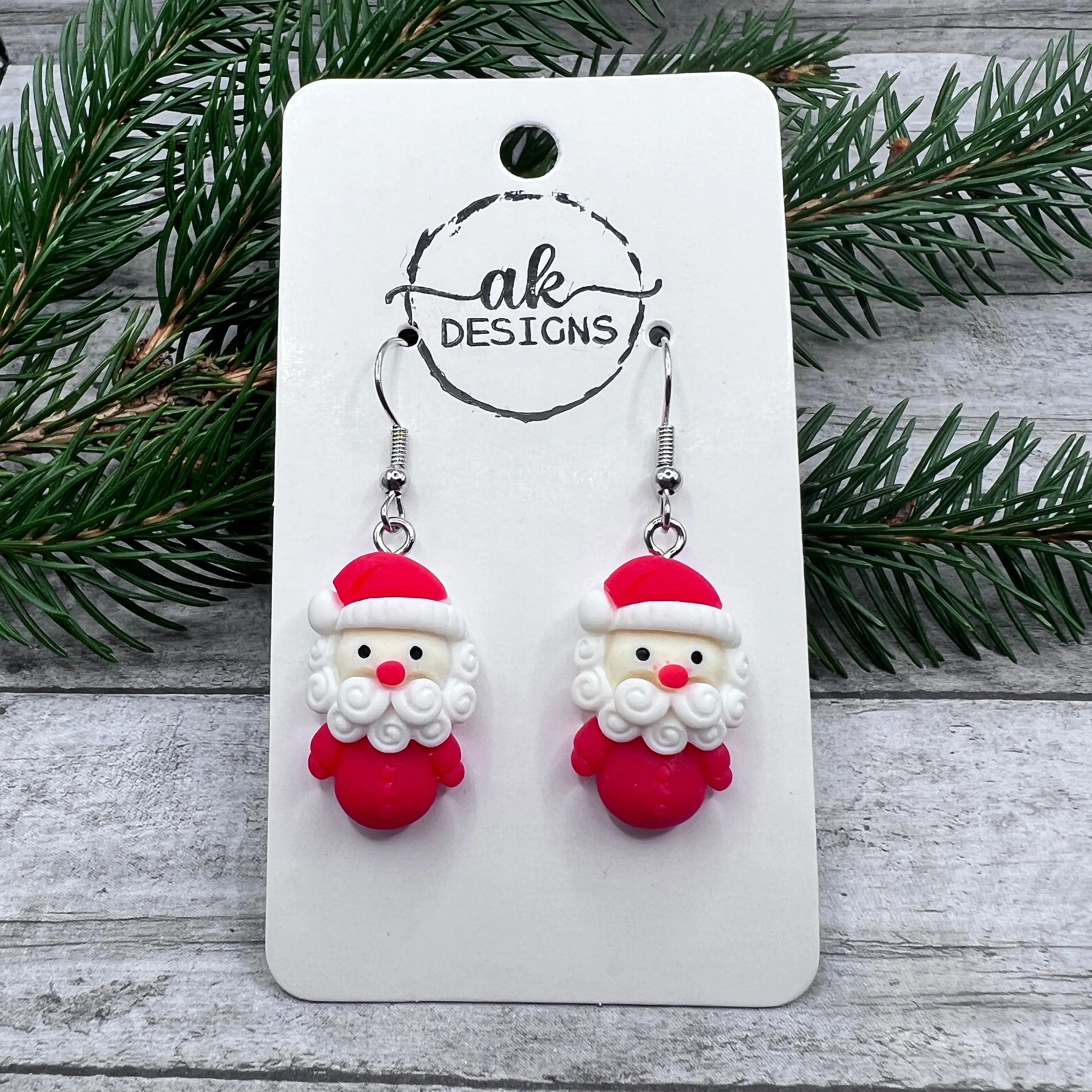 Christmas Santa Kawaii Hat Scarf Resin Hypoallergenic  Christmas Winter Earrings - Clearance