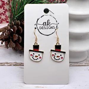 Christmas Snowman Hypoallergenic  Holiday Enamel Lightweight Earrings - Clearance