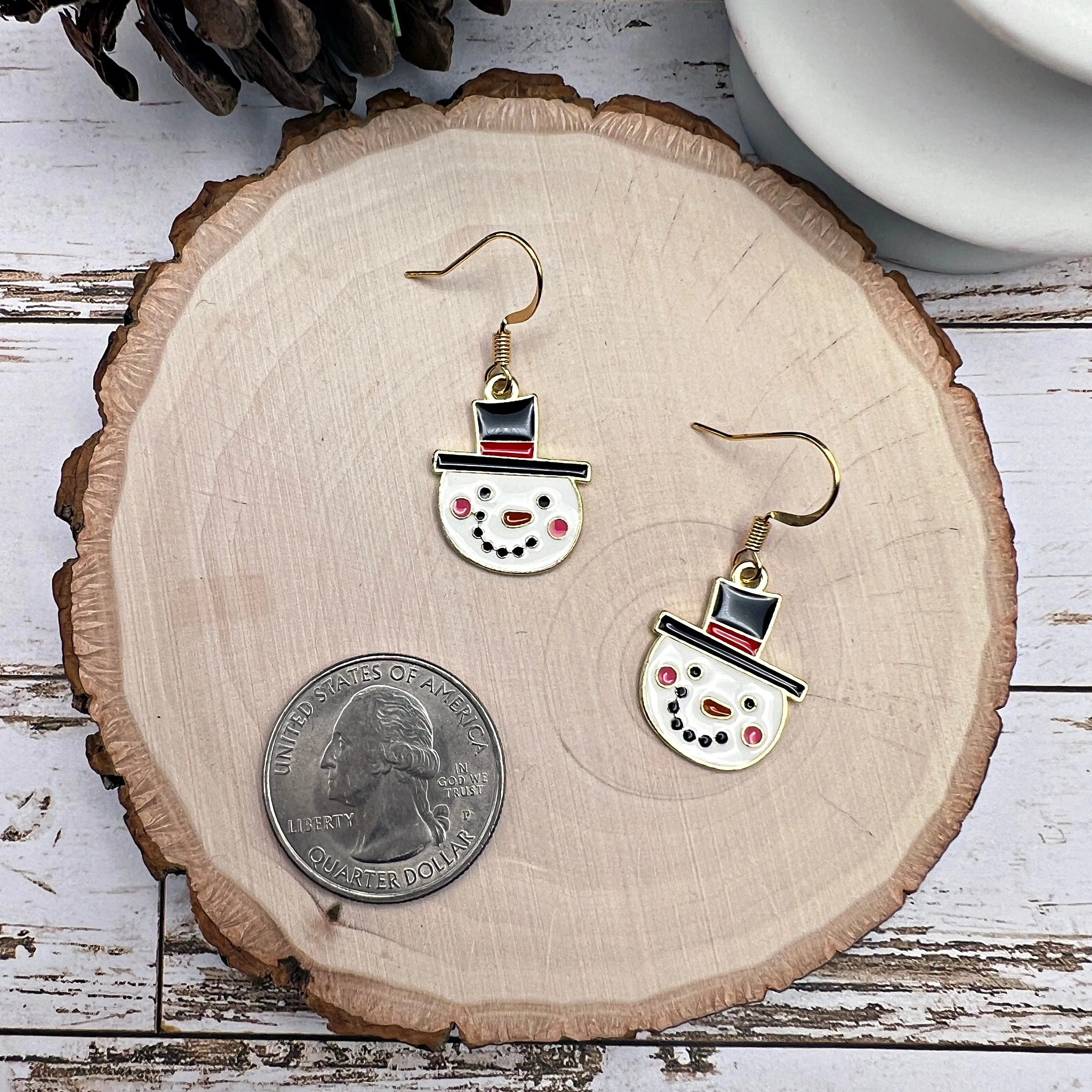 Christmas Snowman Hypoallergenic  Holiday Enamel Lightweight Earrings - Clearance