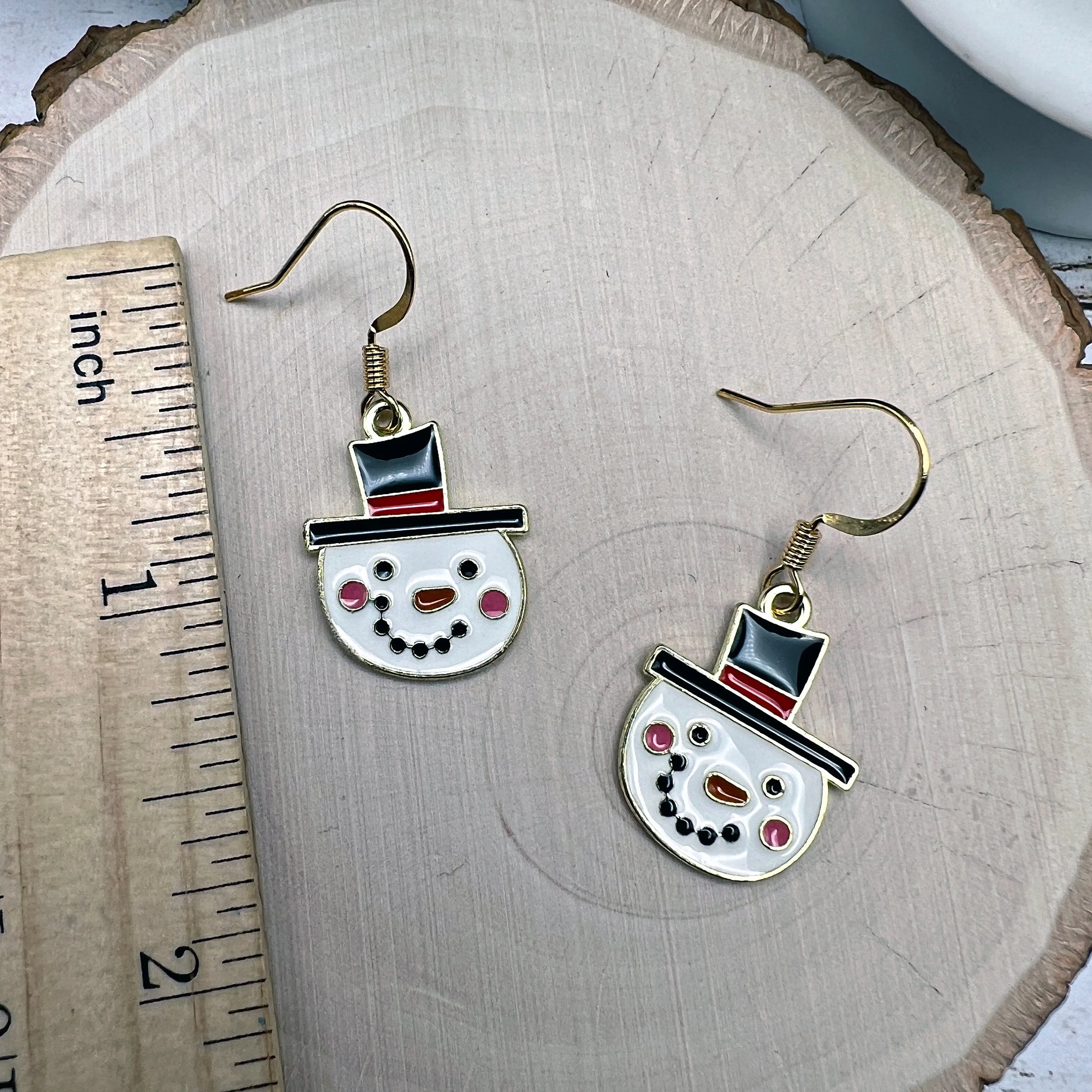 Christmas Snowman Hypoallergenic  Holiday Enamel Lightweight Earrings - Clearance