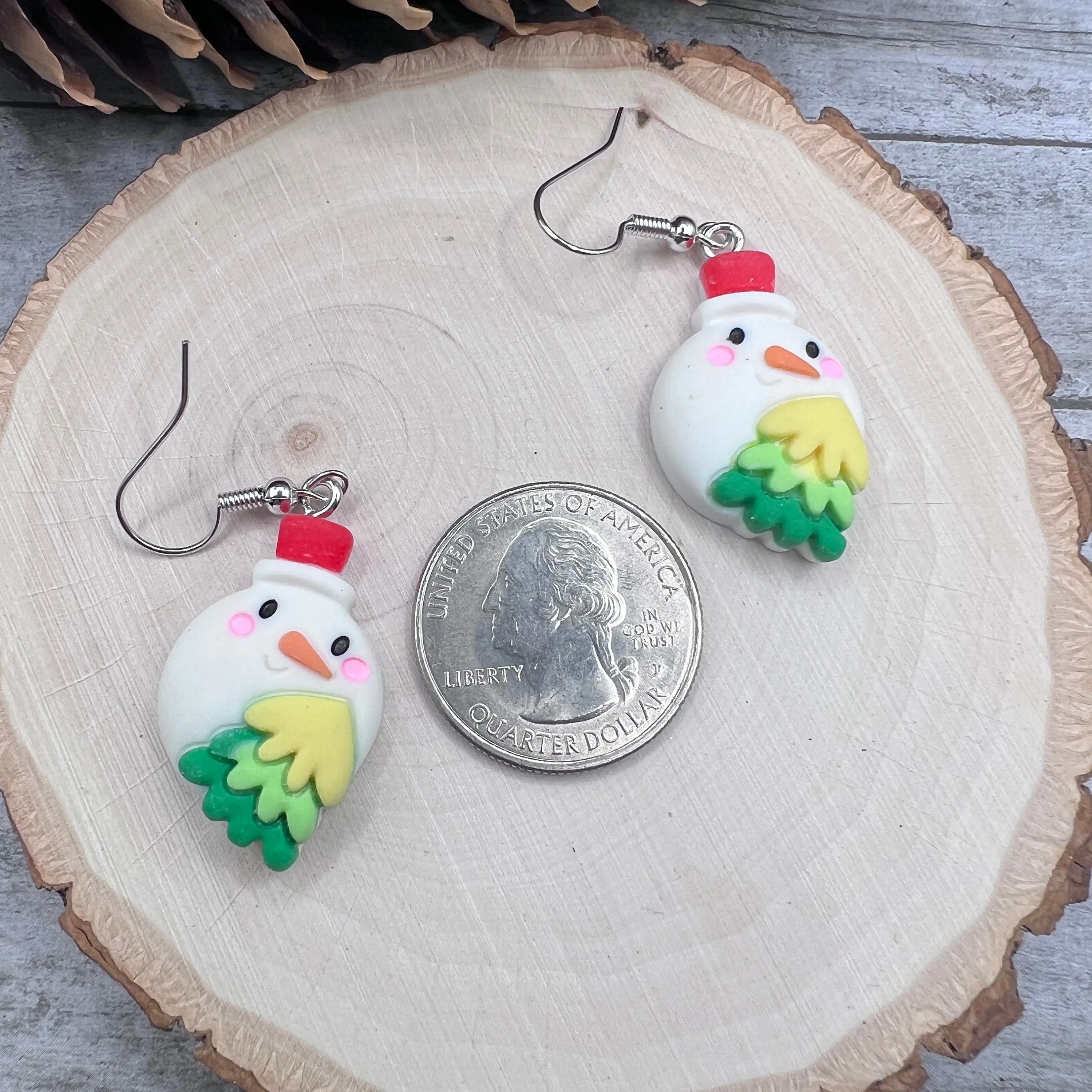 Christmas Tree Snowman Earrings