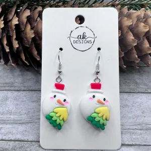 Christmas Tree Snowman Earrings