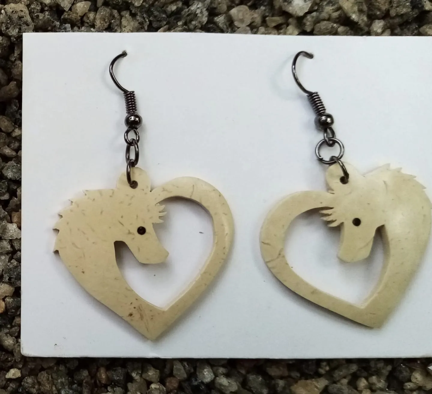 Coconut Shell Horse Earrings