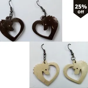 Coconut Shell Horse Earrings